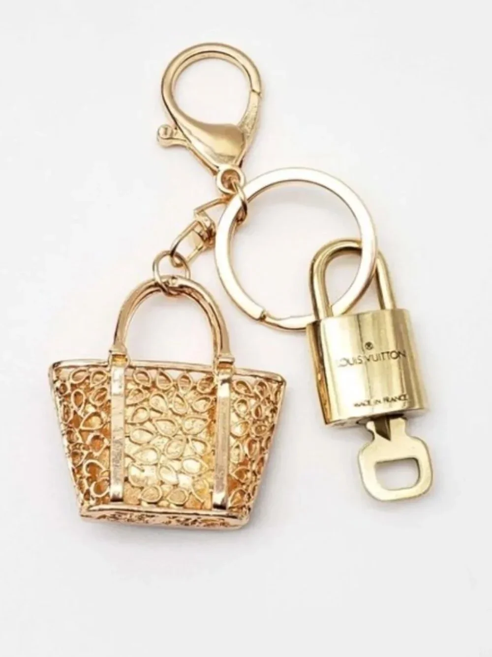 Louis Vuitton Gold Lock 🔒 Authentic LV Key + Unbranded Leopard Bag Charm